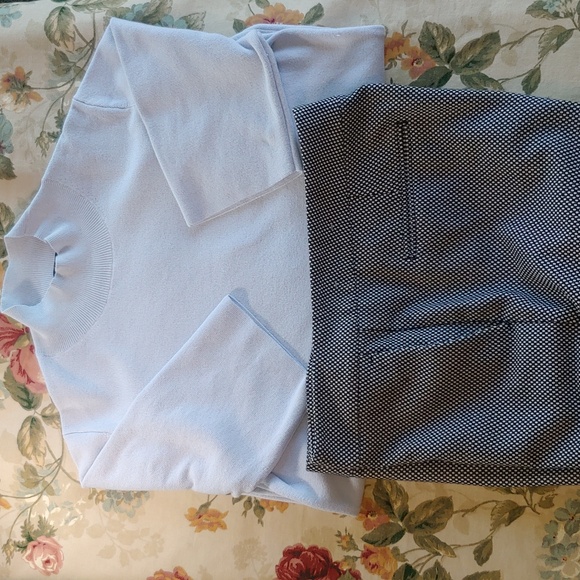 Ann Taylor Women's 3/4 Sleeve Knit Top with High Collar Soft Blue size Large - Picture 16 of 16